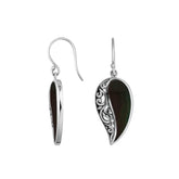 AE-6200-SHB Sterling Silver Leaf Shape Earring With Black Shell Jewelry Bali Designs Inc